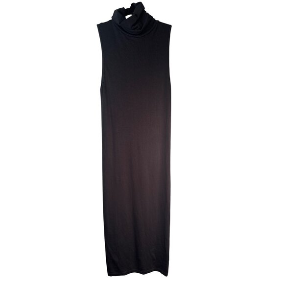 ZARA Sleek Deep Small  Brown Turtleneck Midi Bodycon Dress Stretch Fabric - Picture 2 of 14